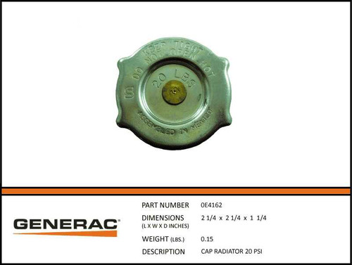 Generac 0E4162 20 PSI Radiator Cap