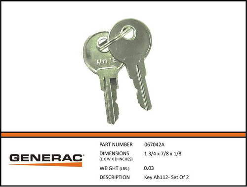 Generac 067042A Keys AH112