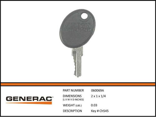 Generac 060069A Generator Key #Ch545