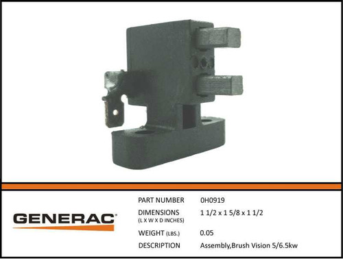 Generac 0H0919 Brush Assembly Vision Spec Sheet