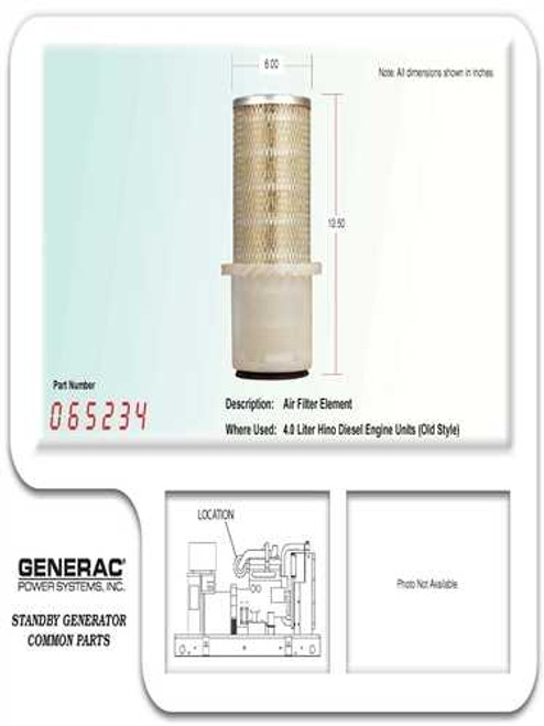 Generac Generator Guardian Air Filter 065234 with Specs