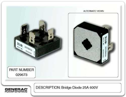 Generac 29673 Guardian Bridge Diode with Specs