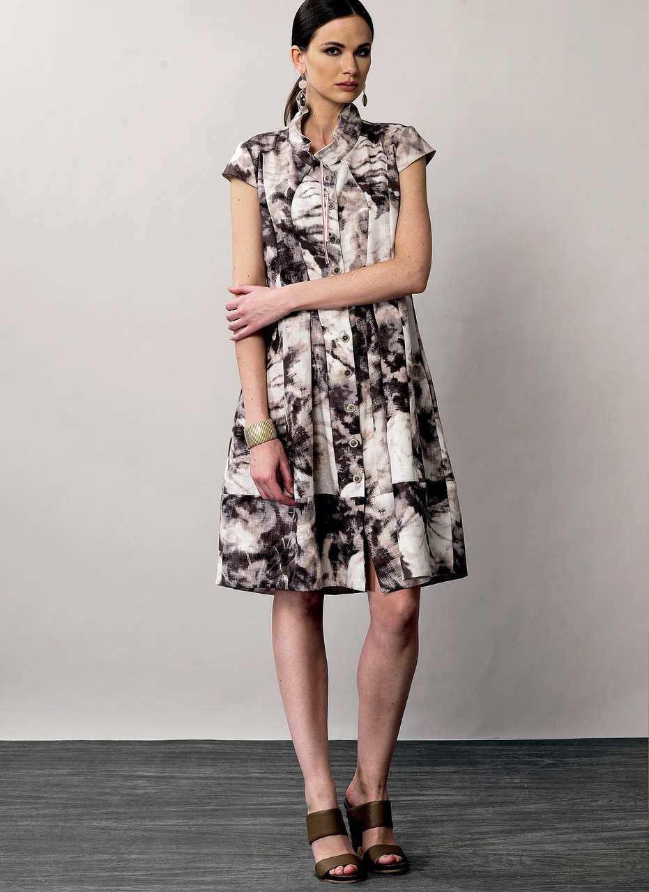 V8876 | Misses' Ruffled Collar Dresss | Vogue Patterns