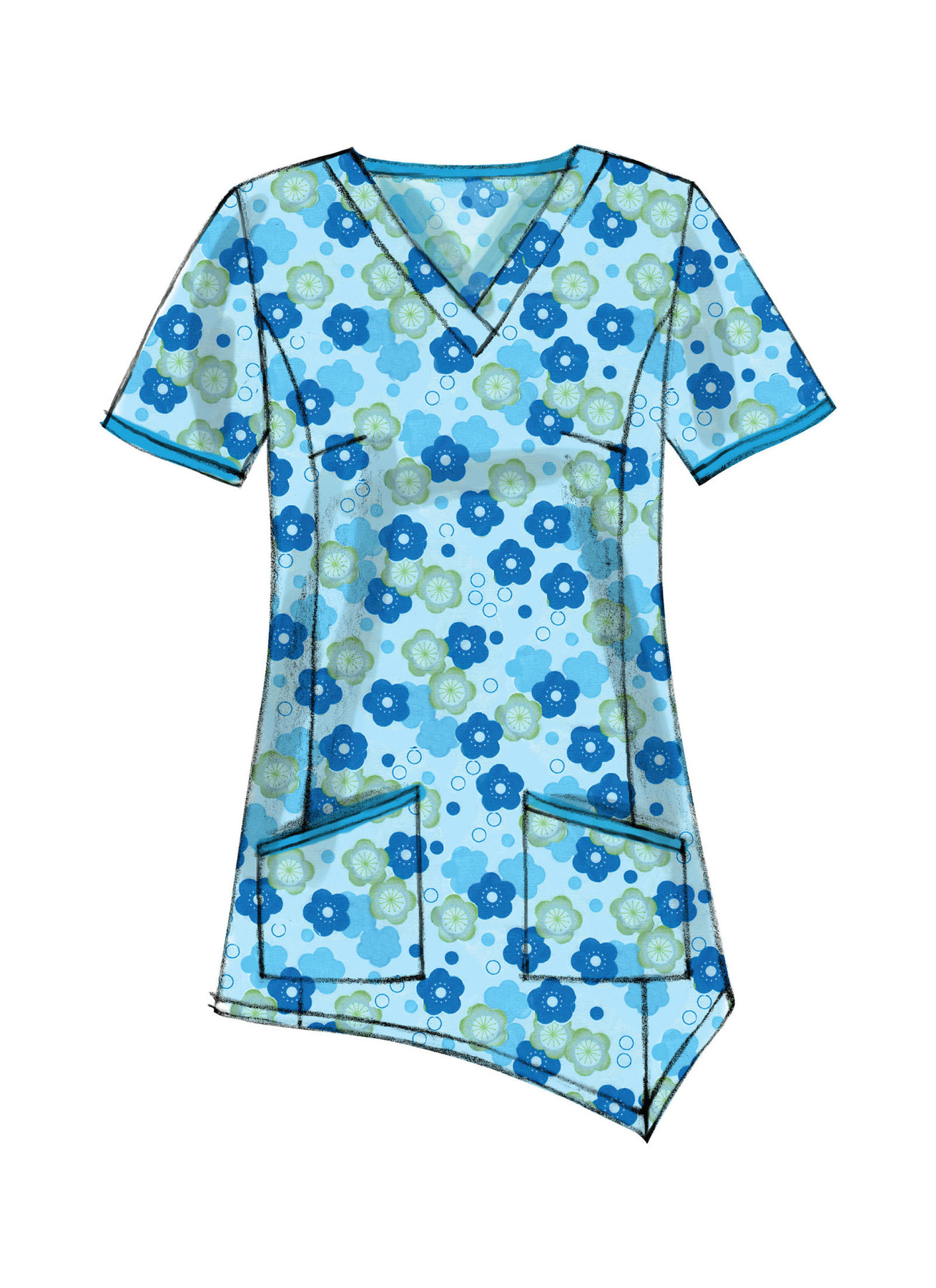 yards of fabric for scrub top pattern m6473