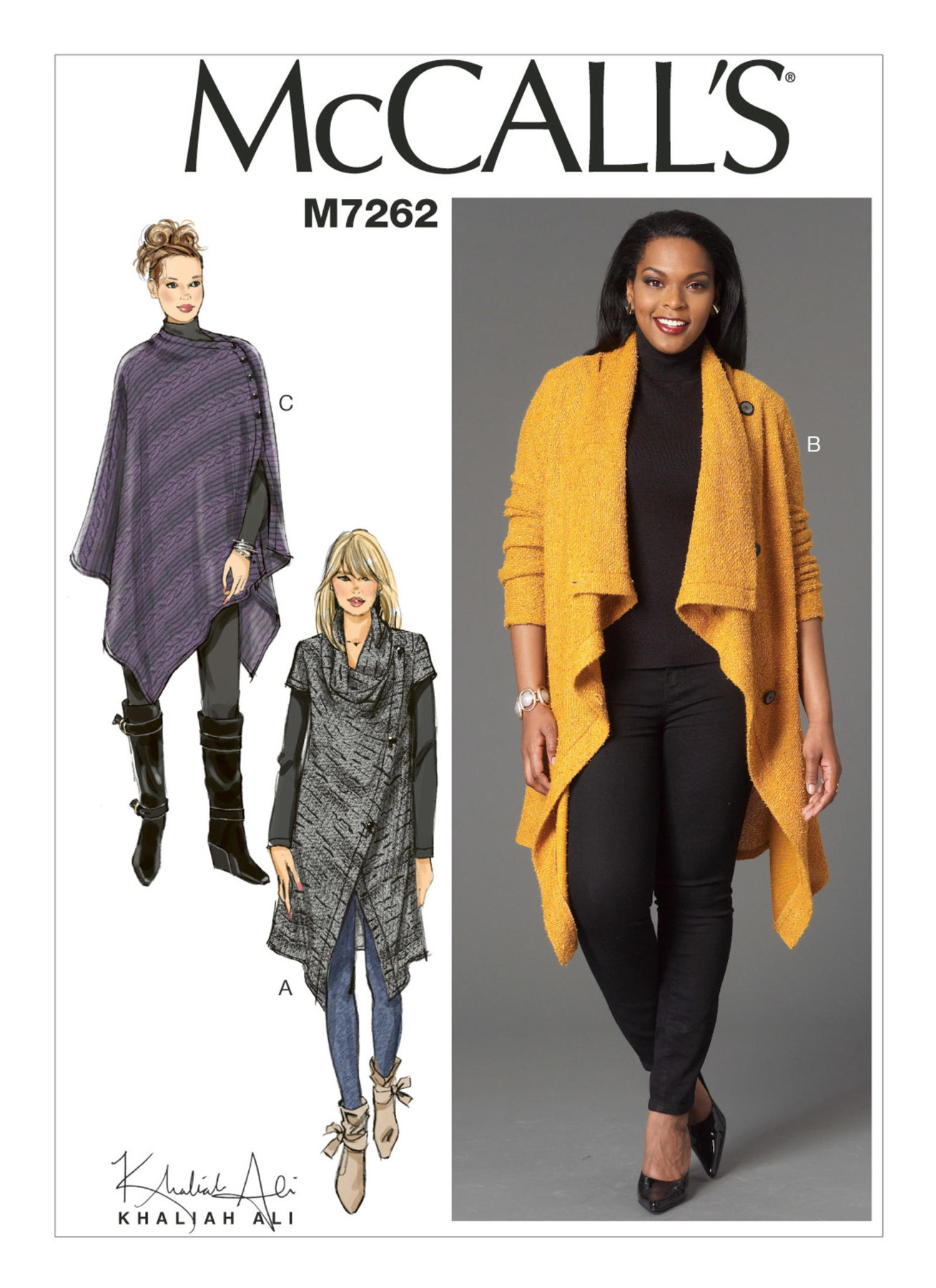 M7262 | Misses'/Women's Sweater Coat and Poncho | McCall's Patterns