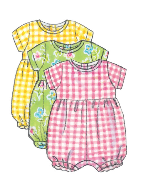 Butterick B5624 | Infants' Dress, Jumper, Romper, Jumpsuit, Panties, Hat and Bag