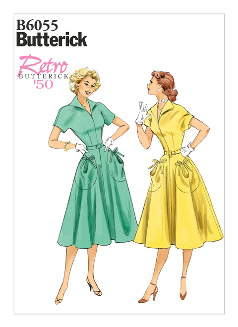 Butterick B6055 | Misses' Circular Patch-Pocket Dress and Belt | Front of Envelope