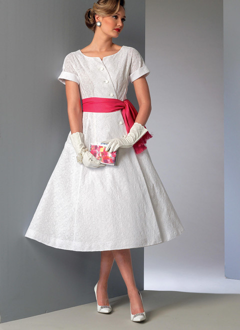 Vogue Patterns V9105 | Misses' Asymmetrical Button-Closure Dress and Sash