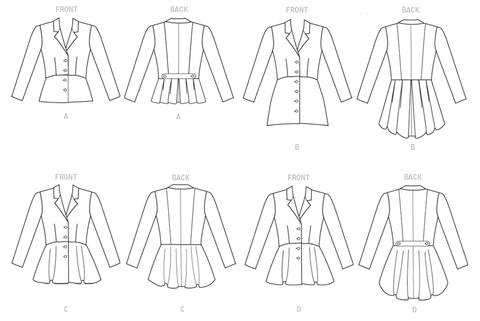 Peplum Jackets Size 6-14 McCalls Patterns M7513 A5 Misses Notch-Collar 7513