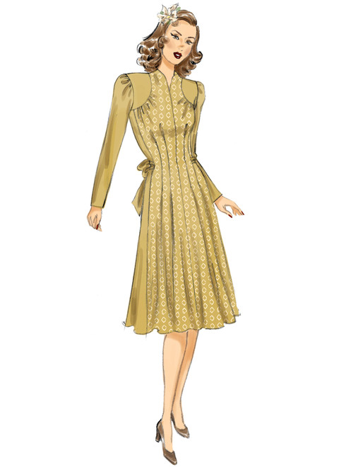 Butterick B6485 (Digital) | Misses' Dresses with Shoulder and Bust Detail, Waist Tie, and Sleeve Variations