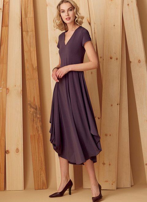 Vogue Patterns V9268 | Misses' Knit, V-Neck, Draped Dresses