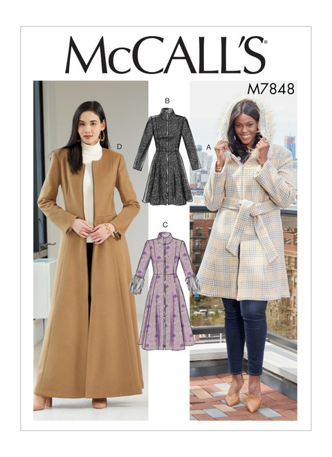 McCall's M7848 | Misses'/Miss Petite and Women's/Women Petite Coats and Belt | Front of Envelope