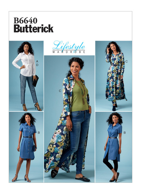 Butterick B6640 | Misses'/ Misses' Petite Top, Dress and Pants | Front of Envelope