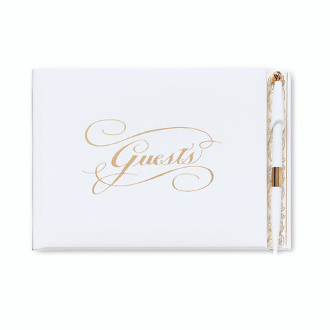 Guest Book with Pen - Gold Stamped