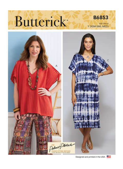 Butterick B6853 (Digital) | Misses' V-Neck Pullover Tunic & Dresses | Front of Envelope