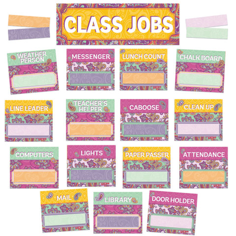 Positively Paisley Class Jobs Mini Bulletin Board Set