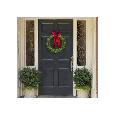 Modern Double Face Satin Luxury Handcrafted Christmas Wreath Green
