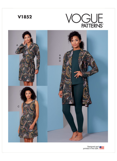 Vogue Patterns V1852 | Misses' and Misses' Petite Wrap Robe, Belt, Top, Dress and Pants