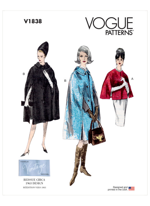 Vogue Patterns V1838 | Misses' Cape | Front of Envelope