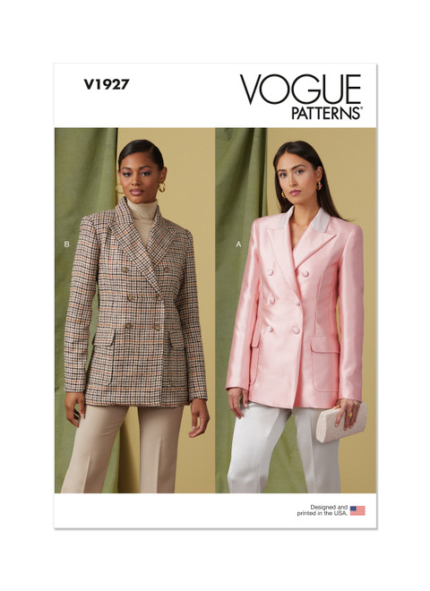 Vogue Patterns V1927 | Misses' Double-Breasted Jacket | Front of Envelope