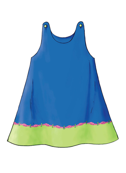 Butterick B3772 | Toddlers'/Children's Button-Shoulder Dresses