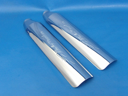 Harley-Davidson Softail OEM Chrome Flamed Script Muffler Heat Shields 65935-05