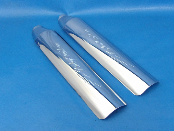 Harley-Davidson Softail OEM Chrome Flamed Script Muffler Heat Shields 65935-05