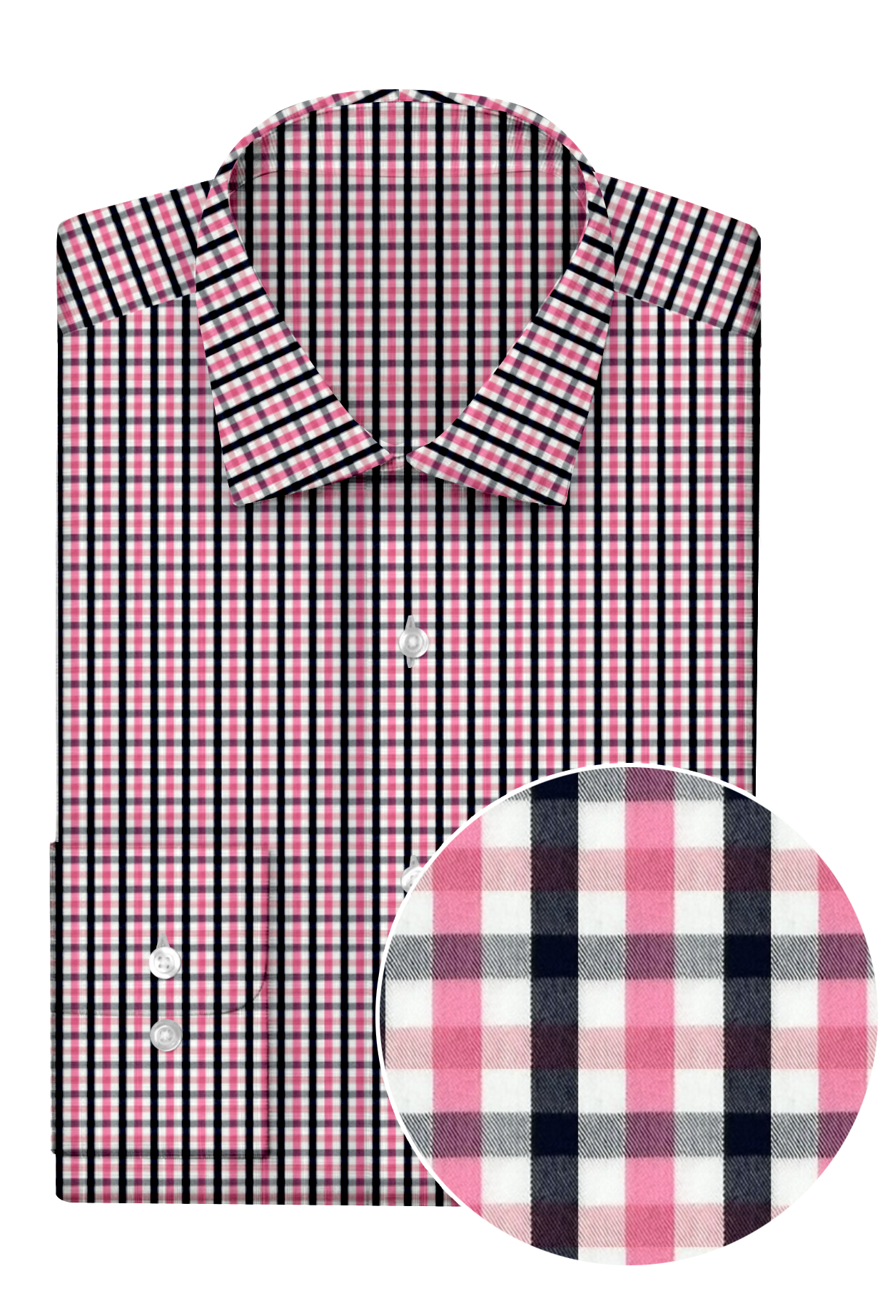 Professional Shirt: White - Pink & Navy Stripes