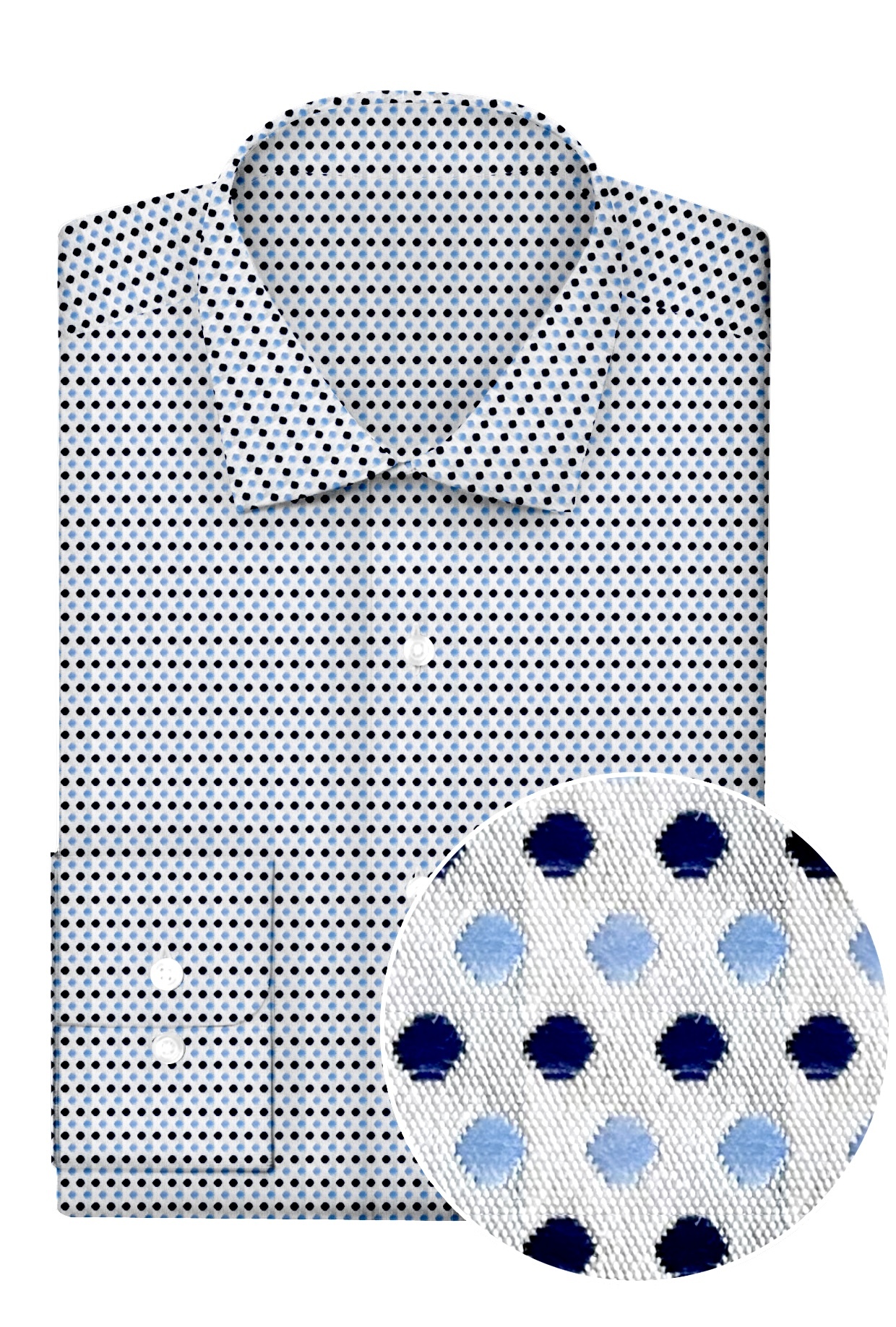 Professional Shirt: White - Dark Blue/Blue Dots