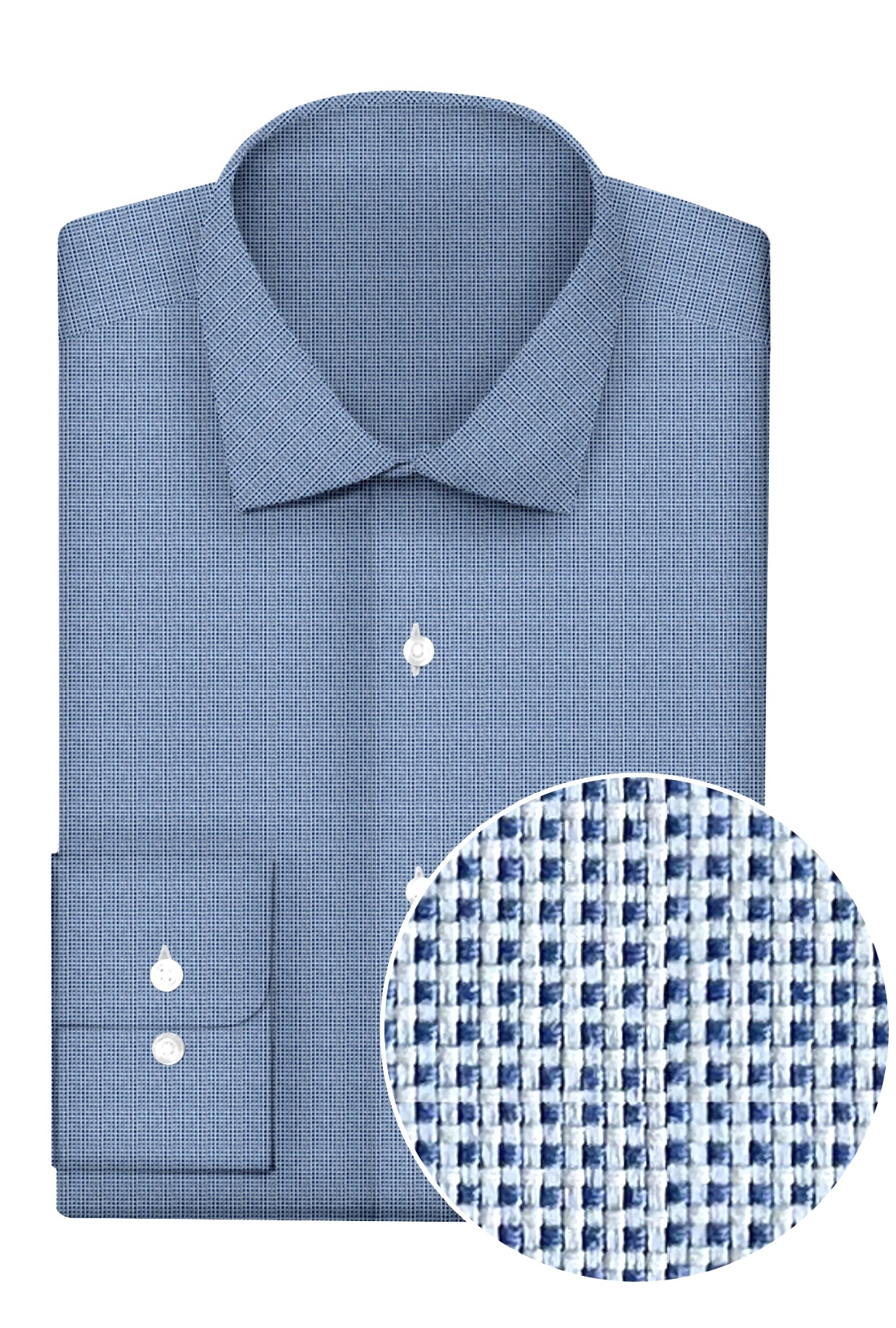 Professional Shirt: Medium Blue - Small White Hatch