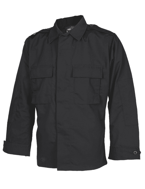 Tru-Spec 1360 Black 6.5 oz. 65/35 Vat Dyed Polyester/Cotton Rip-Stop Long Sleeve Tactical Shirt