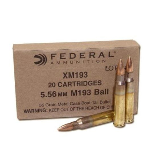 Federal American Eagle XM193, 5.56x45mm NATO FMJBT 55 Grain Ammo 1000 Round Case