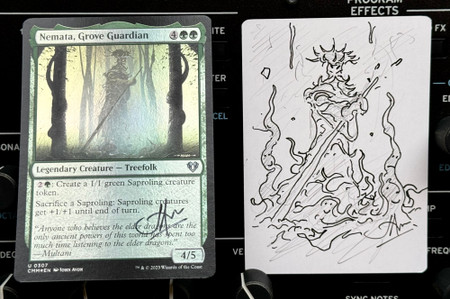 Nemata Grove Guardian foil artist proof with pen and ink drawing