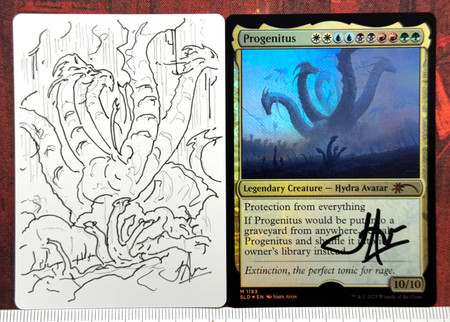 Progenitus (Secret Lair) Foil artist proof with drawing on rear