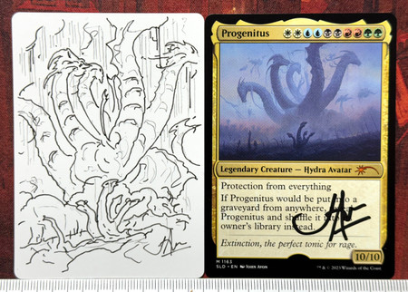 Progenitus (Secret Lair) artist proof with drawing on rear
