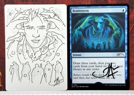 Brainstorm (Secret Lair) artist proof with drawing on rear