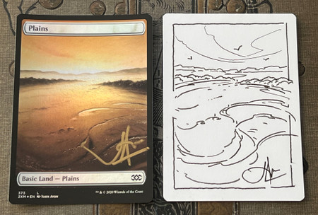 Plains foil Double Masters Unhinged artist proof with ink drawing on rear