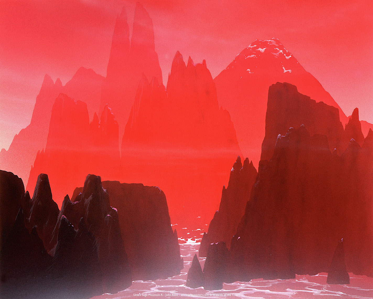 絵画 Red Mountain Untitled - Red Sky Tapestry by Zdzislaw Beksinski - Indie