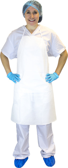 28â€x36â€ White Polyethylene Coated Polypropylene Apron, 100/CS