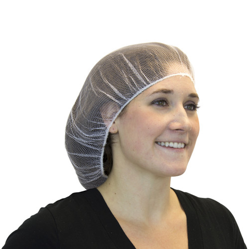 27â€ White Heavyweight Polyester Hairnet, 100/BG 10BG/CS