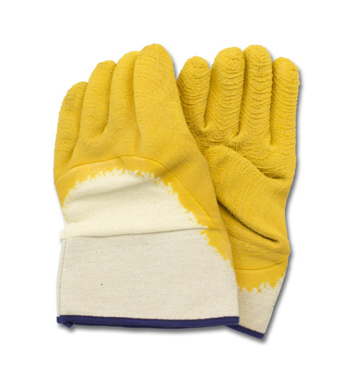 Yellow Crinkle Finish Latex, Cut Resistant, Safety Cuff, 1DZ Pair/Bag 10DZ/CS, Mens