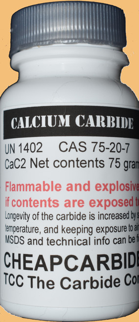 75 gram bottle of PEA size Calcium Carbide CaC2