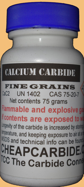 75 gram bottle of FINE grade Calcium Carbide CaC2