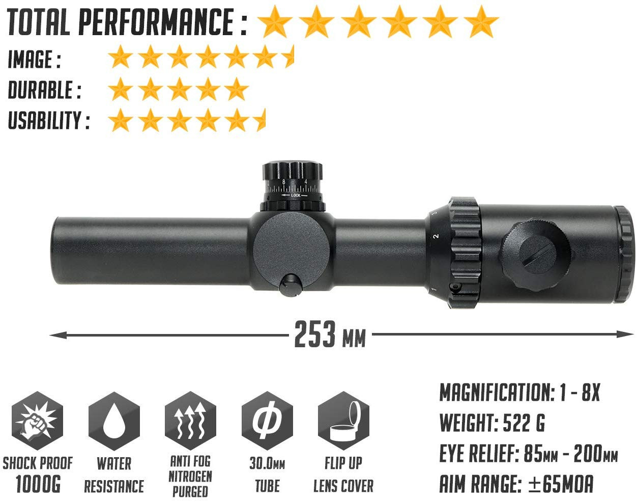 Vision King 1-8x24DL CQB Scope Gen1 w / Illumination Nitroine