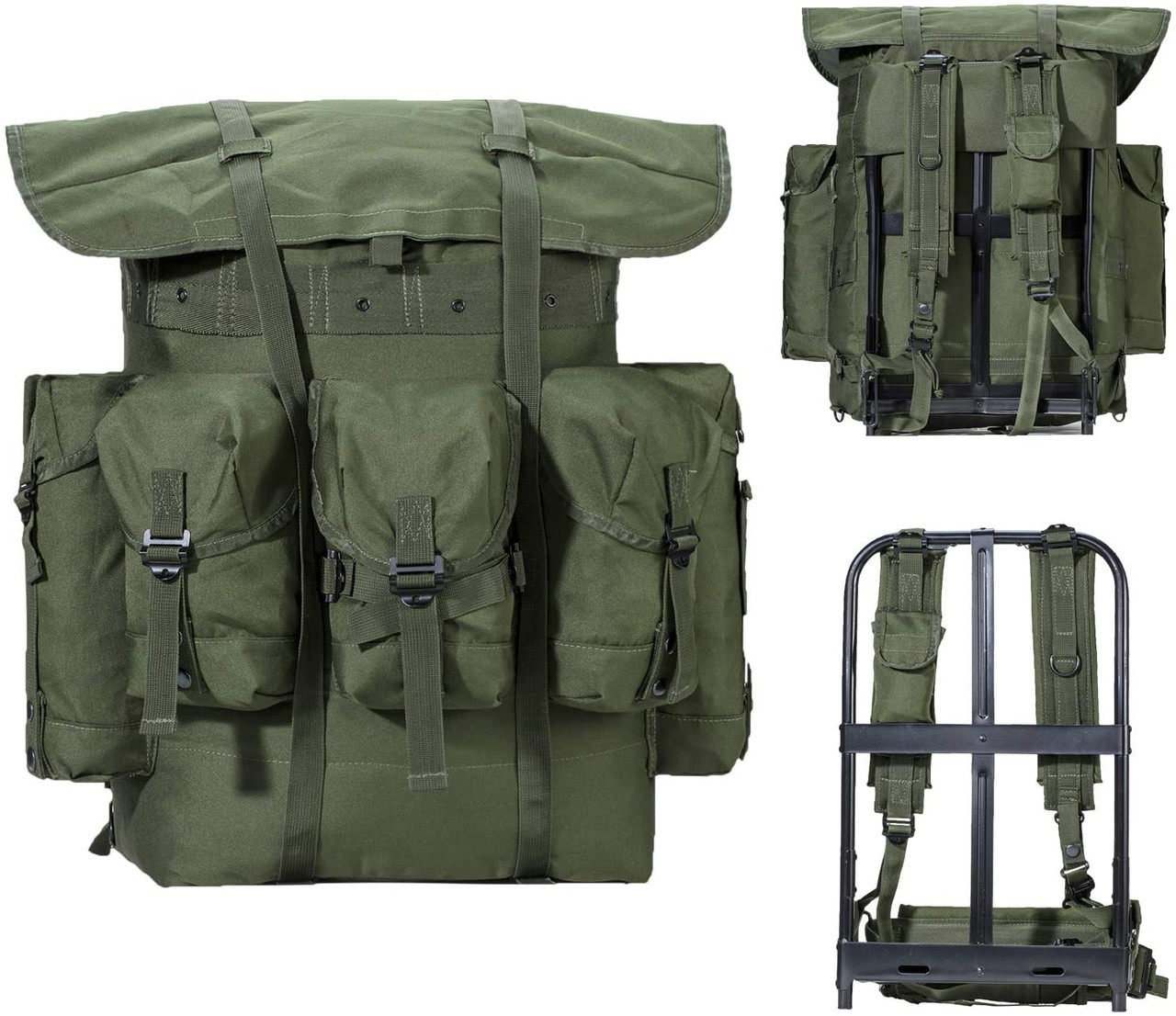 Akmax.cn military surplus rucksack army survival combat field A.L.I.C.E. backpack with suspender strap and frame olive drab