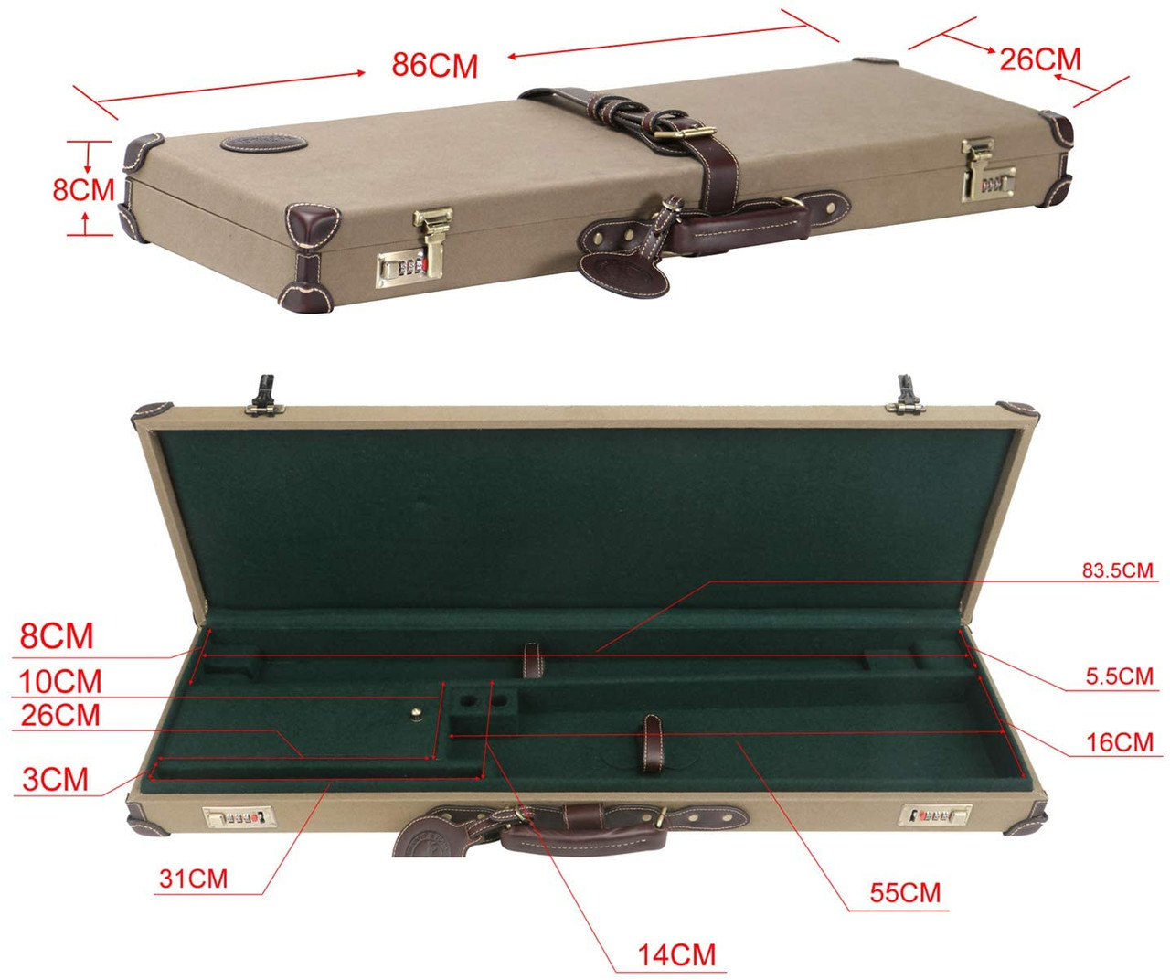 Tourbon Canvas & Leather Heavy Duty Shotgun Box Gun Case with Combination Cord Lock