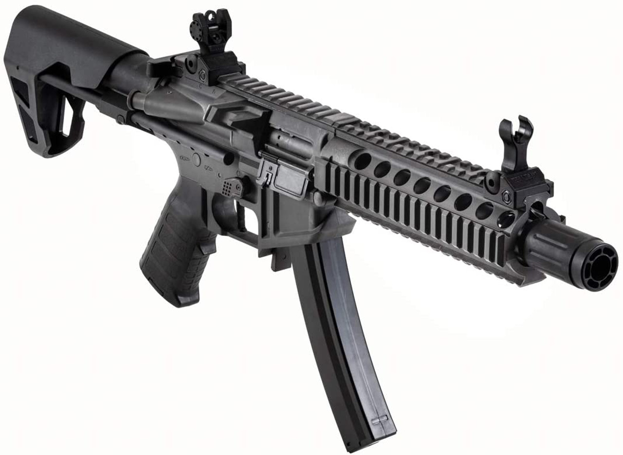 King Arms PDW 9mm Airsoft Electric Rifle gun [MP5 Magazine Compatible, JASG Certified] SBR Long [Grey]