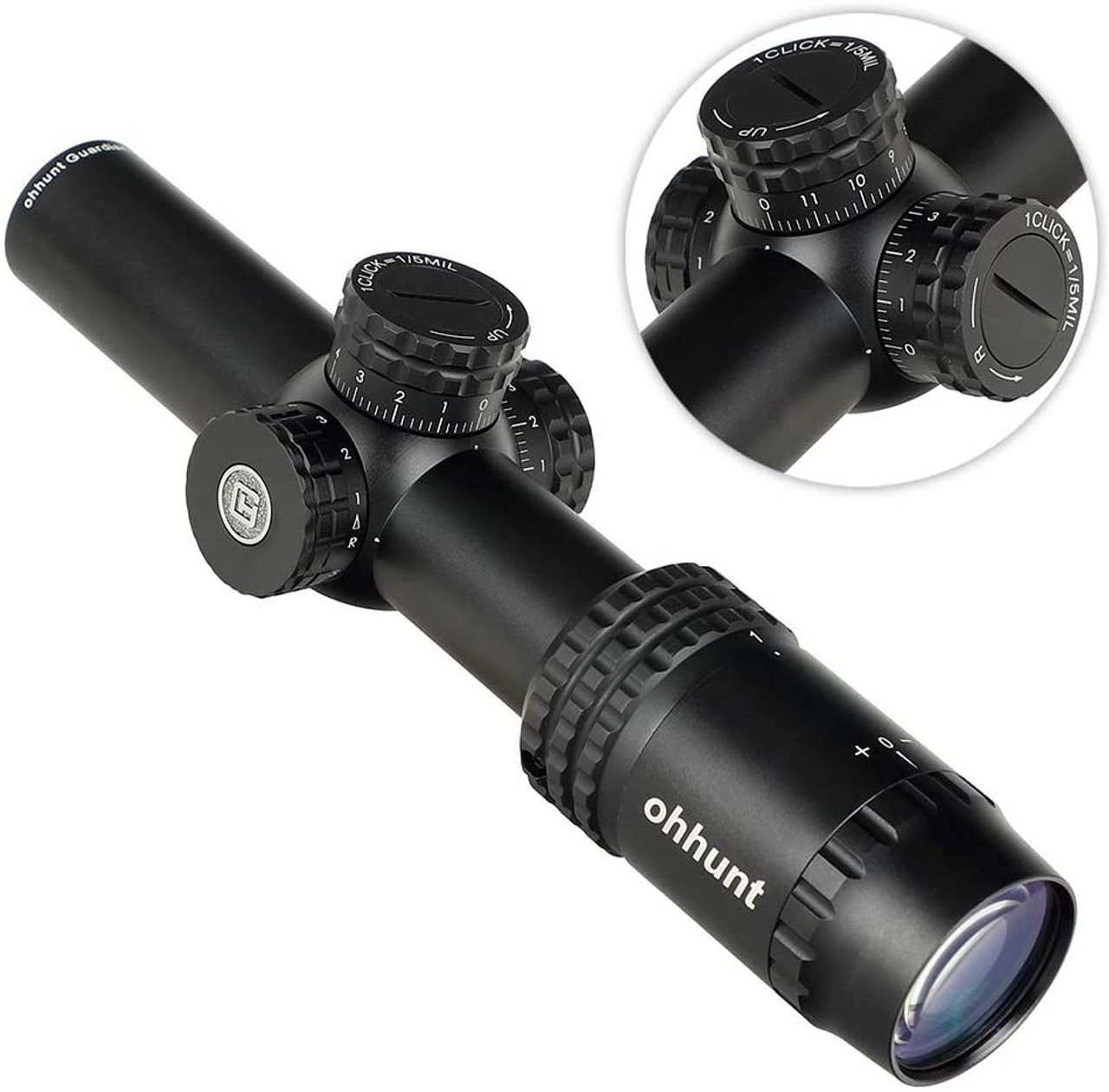 ohhunt Guardian 1-5X24 IR Rifle Scope 1X-5X RG Illumination 30mm Tube Diameter (with 20mm Mount)