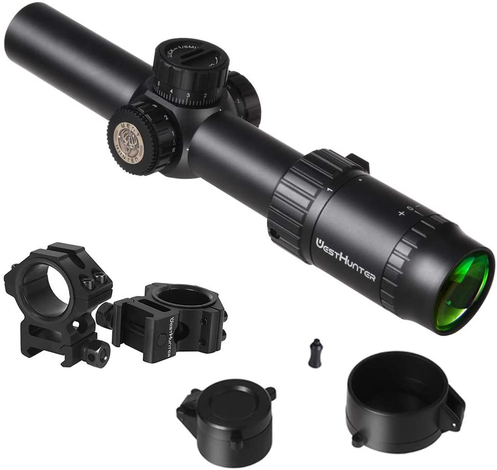 WestHunter Optics HD 1-6X24 IR Hunting Rifle Scope, 30mm Red-Green