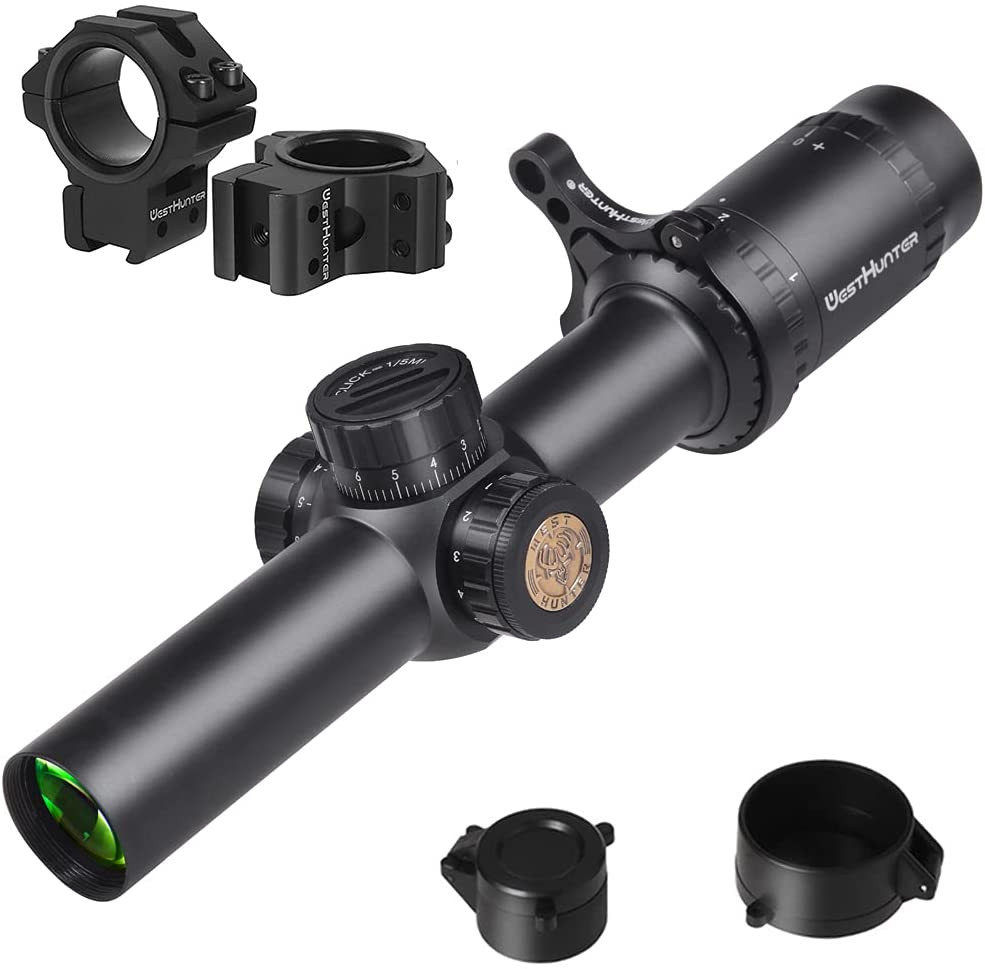 WestHunter Optics HD 1-6X24 IR Hunting Rifle Scope, 30mm Red-Green